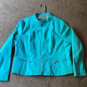 Black Rivet pleather jacket in light blue